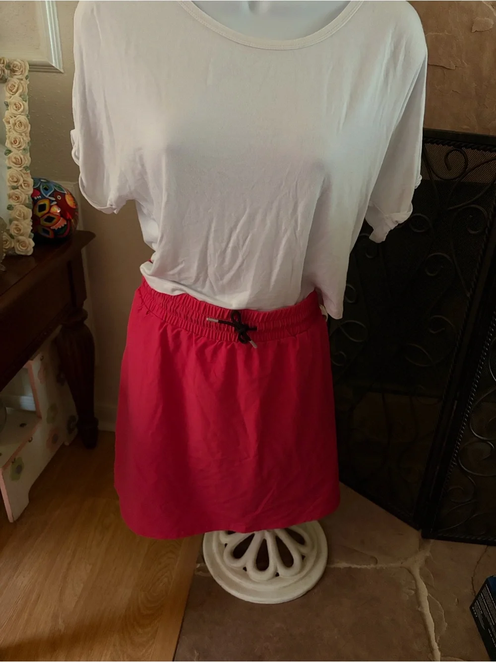 Bright Fuchsia Athletic Skort with Drawstring Waist